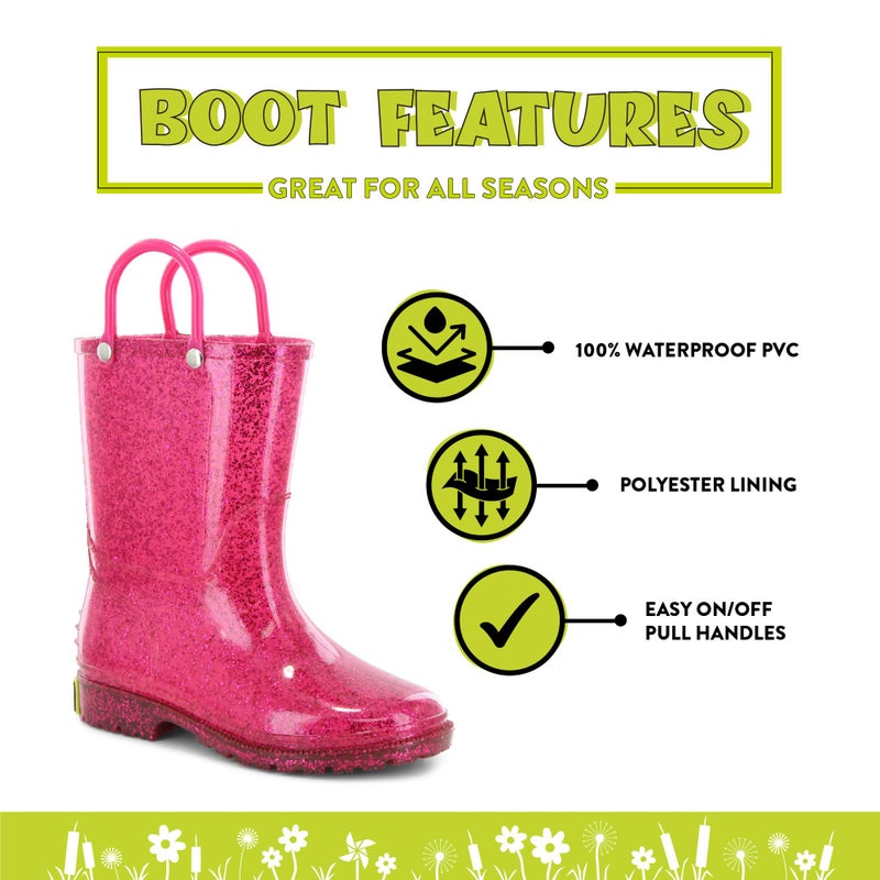 Western Chief Girl's Glitter Waterproof Rain Boot, Pink, 13 Little Kid - Image 2